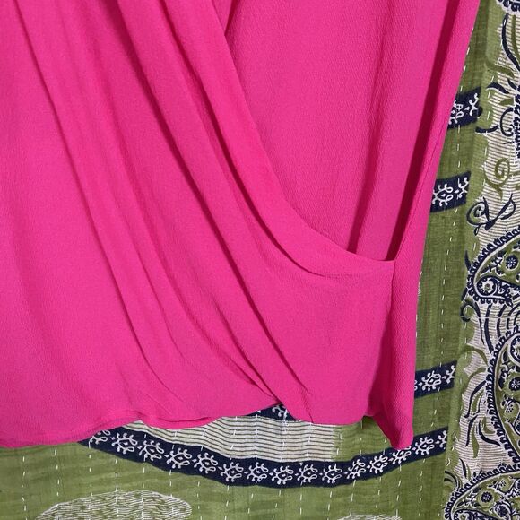 Vintage 80's Giorgio Armani Magenta Silk Semi-Sheer Wrap Front Blouse Size 10 - Picture 8 of 16